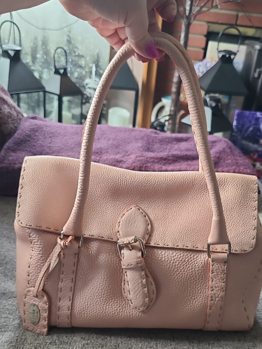 FENDI Selleria Classic Leather Satchel - Rose Gold